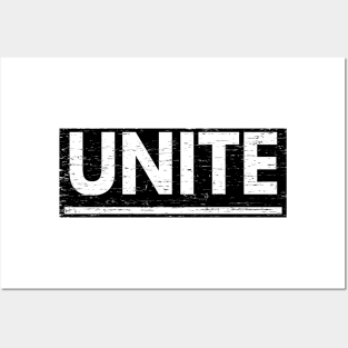 Unite! Typography Black Posters and Art